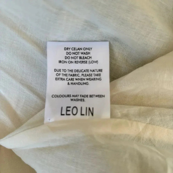 Leo Lin Botanical Print Knee-Length Strapless A-Line Linen Silk Dress US Size 2 - Picture 9 of 10